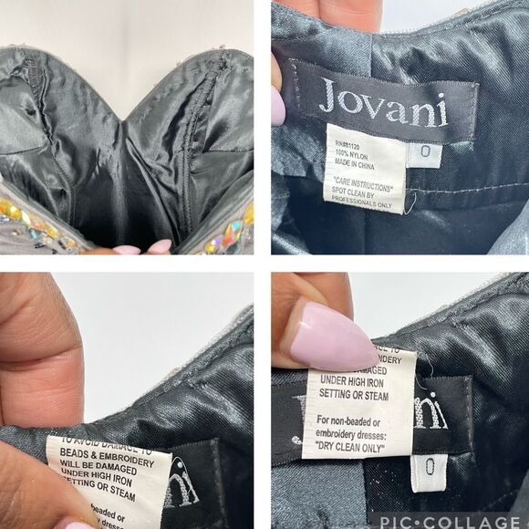 Jovani Pewter Beaded Strapless Prom Gala Pageant Mermaid Evening Gown Size 0 - Picture 13 of 17